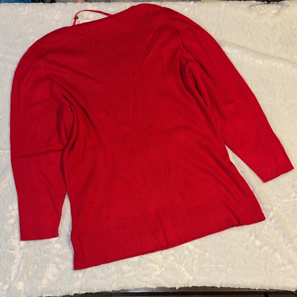 Lane Bryant Red Ribbed Sweater - Picture 6 of 8